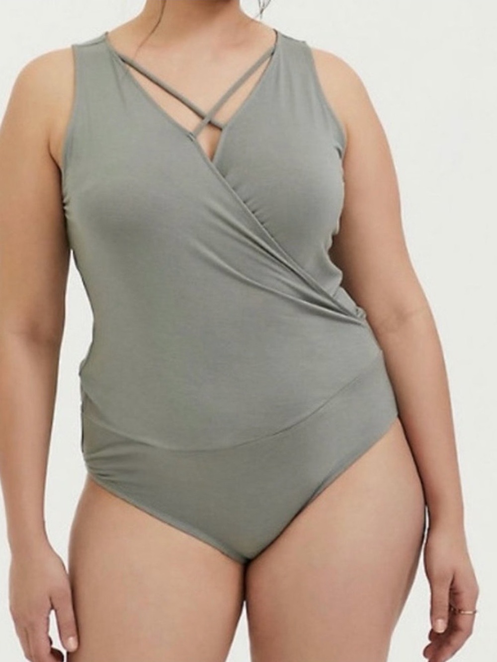 Torrid Olive Green Super Soft Knit Sleeveless Bodysuit